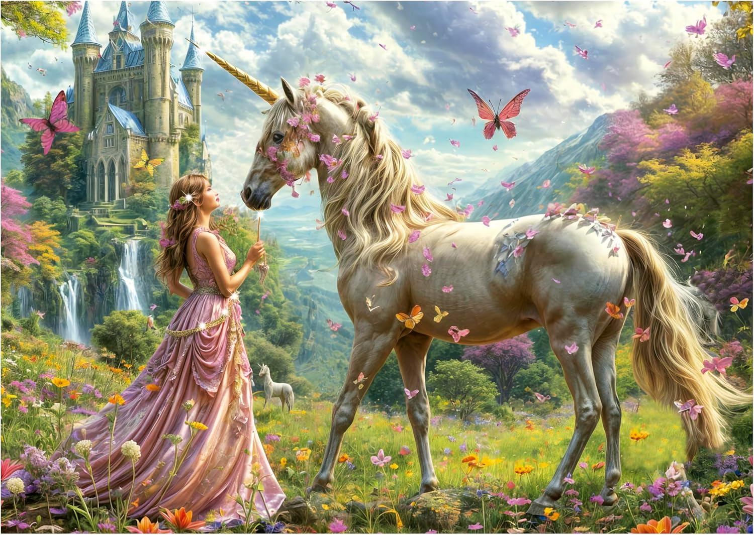 Thumbnail 2 de Puzzle Educa Fées Licornes Papillons Fantaisie arc-en-ciel (500 pièces) – 48 x 34 cm, dès 11 ans
