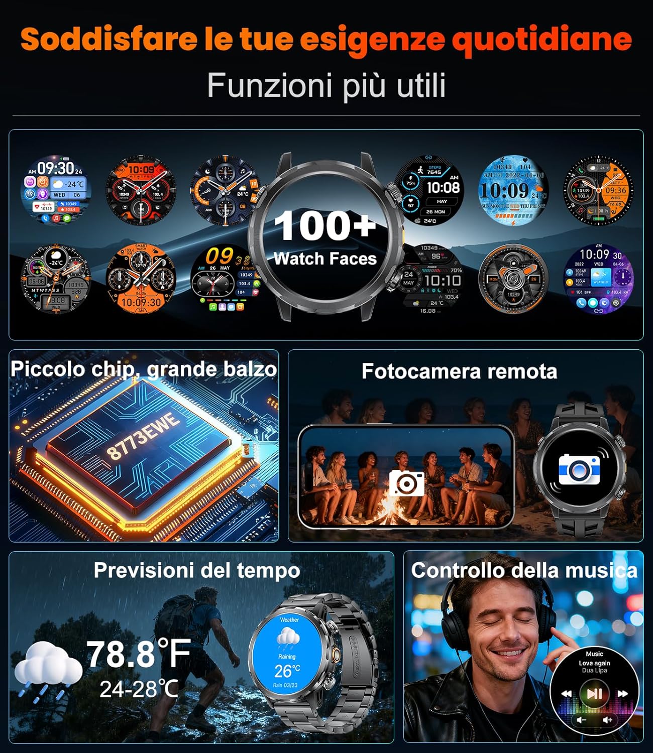 Thumbnail 5 de LIGE Smartwatch Uomo EF20: torcia LED, 1,85'', 110+ modalità sportive e chiamate Bluetooth