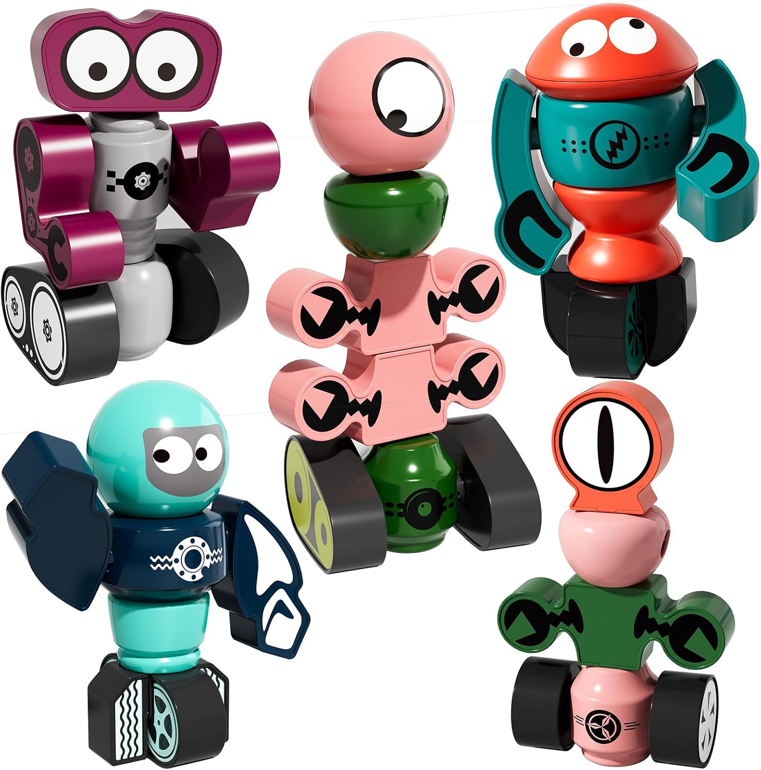 Detalle de TEMI Magnetic Robot Toy Set with Five Robots