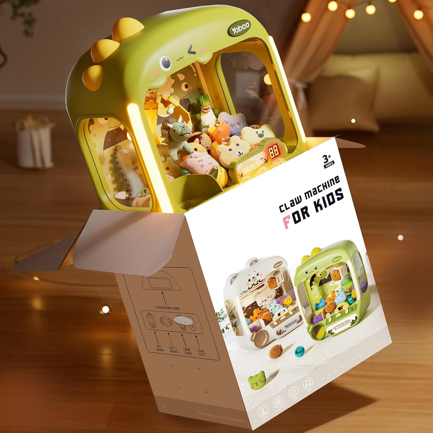 Detalle de 64 PCS Large Claw Machine for Kids Dinosaur (USB or Battery) Electronic Vending Dispenser Toy