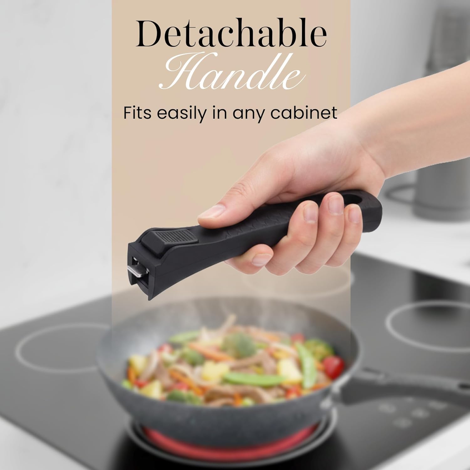 Thumbnail 6 de nuovva Non-Stick Wok Pan with Glass Lid – 28cm Deep Stir Fry Pan with Induction Base and Detachable Handle