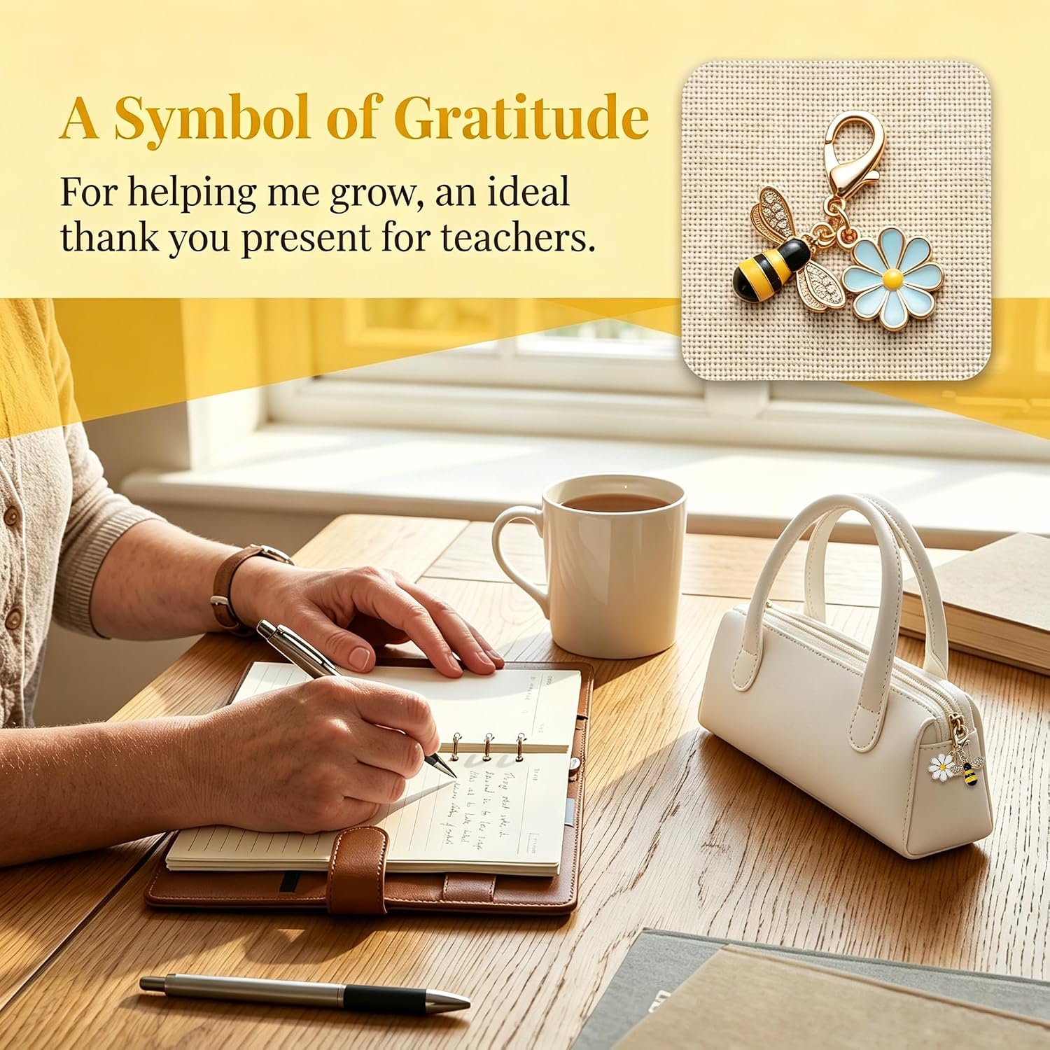 Thumbnail 5 de Thank You Teacher Gifts for Women – Personalised 6Pcs Bee & Flower Keyrings