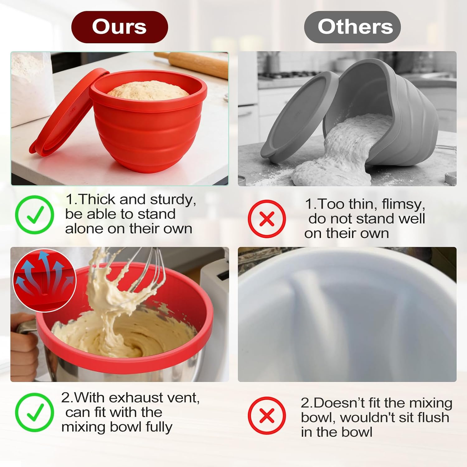 Thumbnail 3 de Silicone Bowl Liners for KitchenAid 5 Qt Tilt-Head Stand Mixer