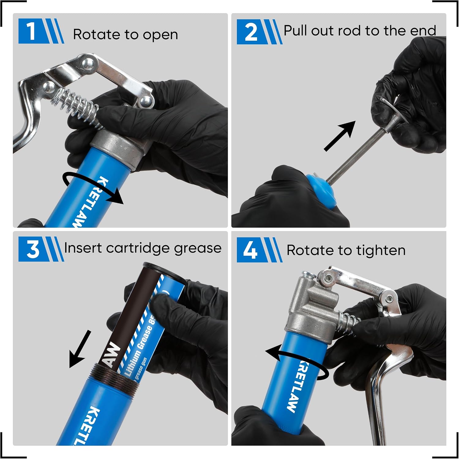 Thumbnail 6 de KRETLAW Mini Grease Gun (3000 PSI) with Double 3oz Cartridges, 12" Flex Hose & Reinforced Coupler
