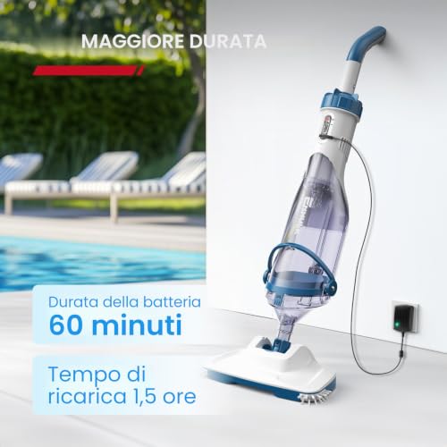 Detalle 2 de Enhulk PC15: Batteria per aspirapolvere piscina con testa larga 34 cm e asta telescopica
