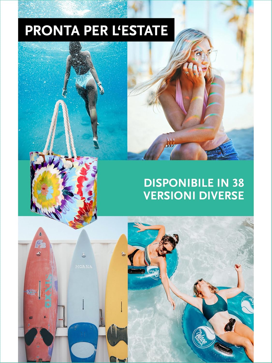 Thumbnail 4 de DonDon Grande shopper da spiaggia con zip