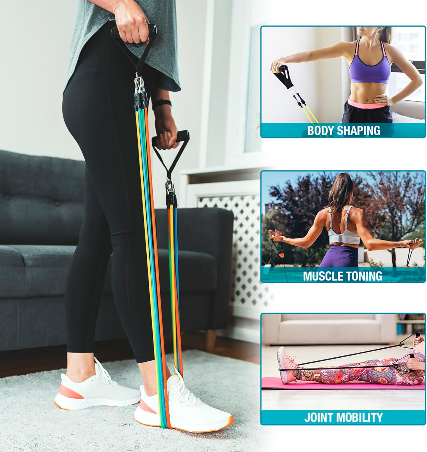 Thumbnail 3 de Beenax Resistance Bands Set with Handles – Heavy Duty 12pc Workout Kit (Up to 250 LBS)