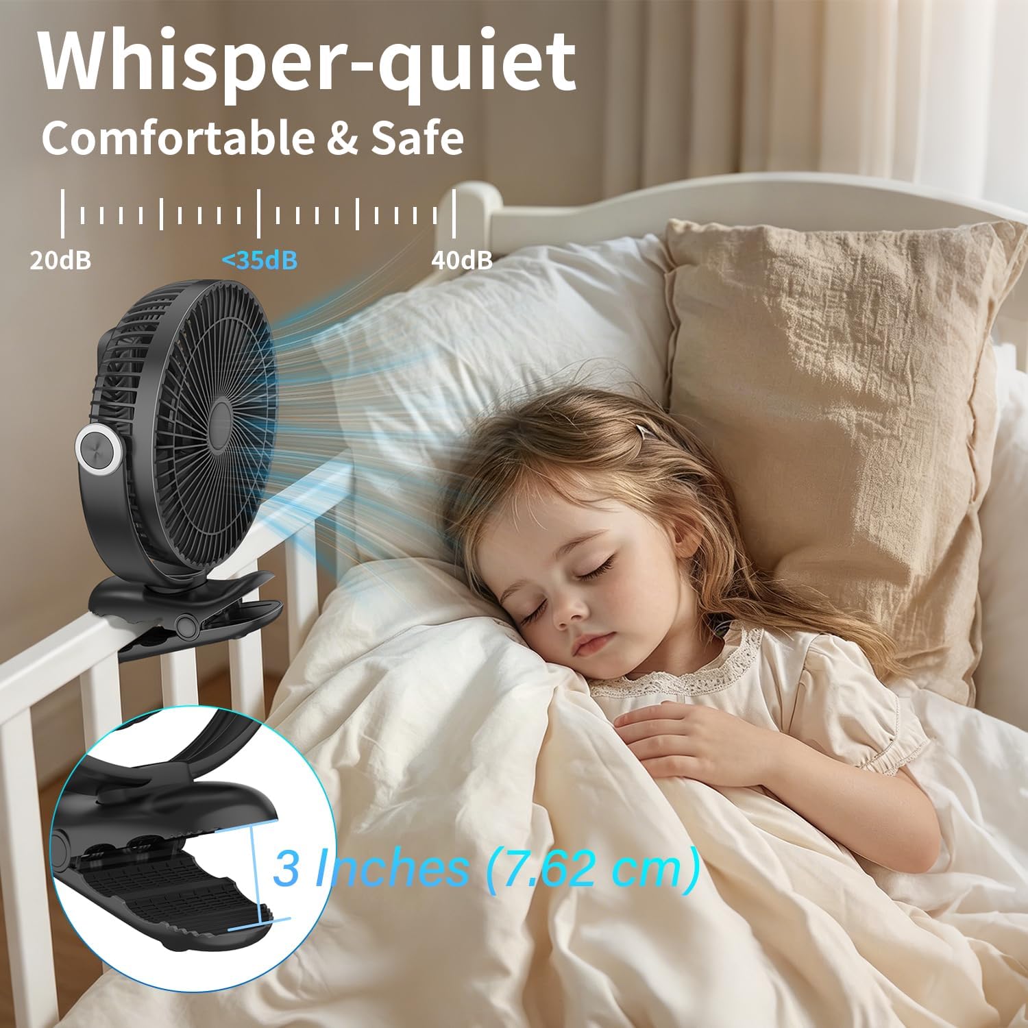 Thumbnail 2 de BIVBTP Rechargeable Portable Fan with 10000mAh Battery and Clip — 8 Inch