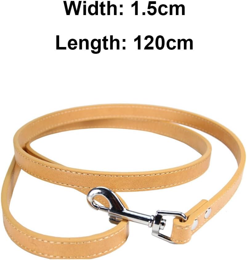 Detalle 2 de 1Pcs Khaki PU Leather Dog Lead 1.5cm x 120cm for Small Pets