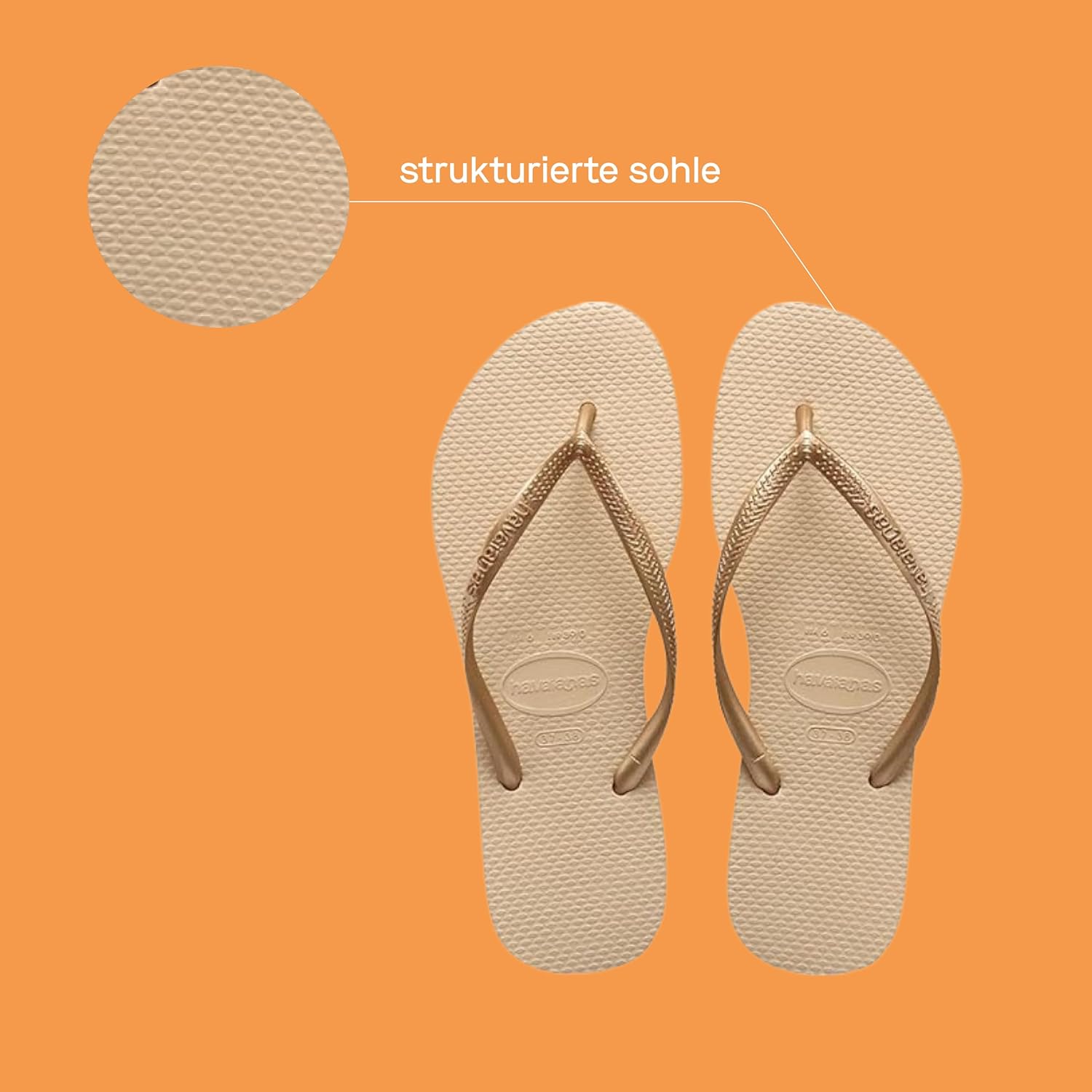 Detalle de Havaianas Slim Damen-Badelatschen mit texturierter Sohle für Grip und Halt