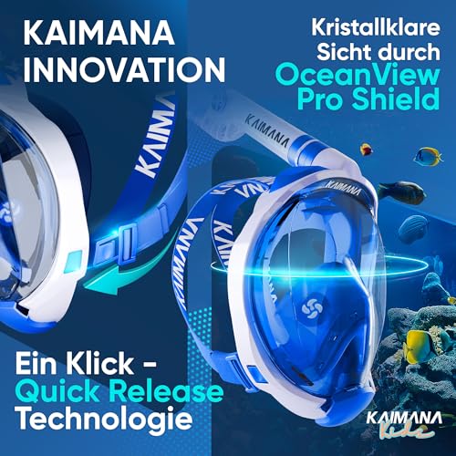 Detalle de KAIMANA Schnorchelmaske Kinder – Vollgesichtsmaske inkl. Tragetasche, CO2-sicher (3–12 Jahre)