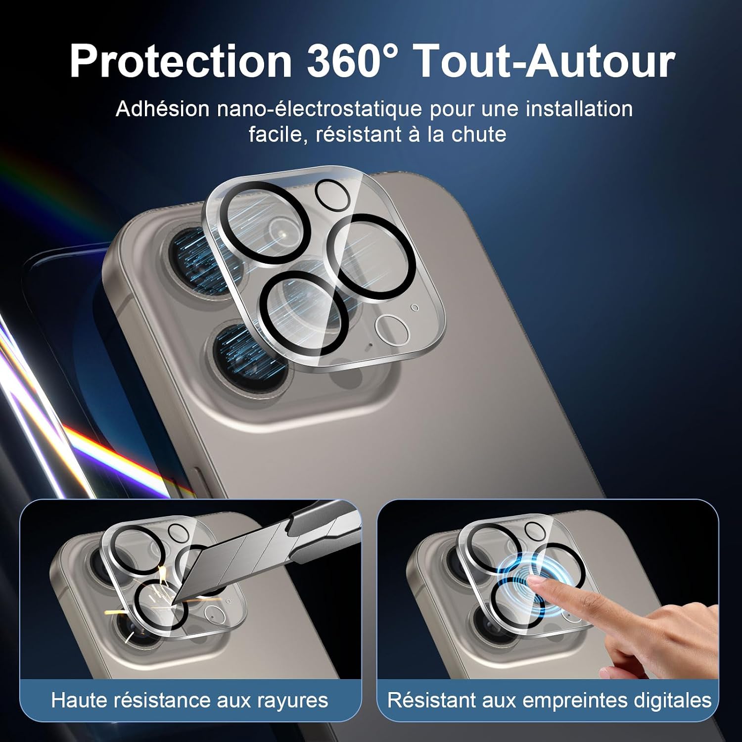 Detalle 2 de NEW'C Kit 4 Verres Trempés iPhone 16 Pro 6,3