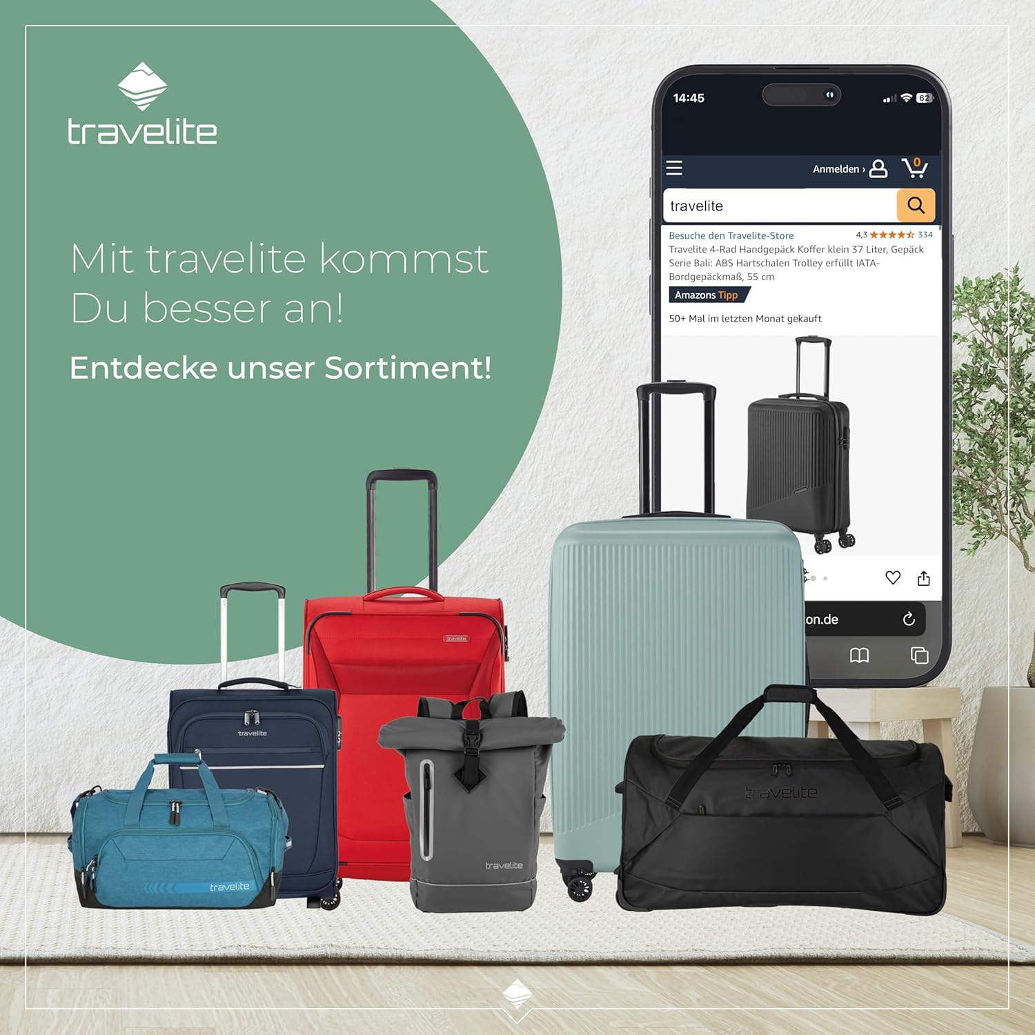 Thumbnail 6 de Travelite Trolley Reisetasche mit Rollen – wasserabweisendes Allround-Softbag, 98–119 L