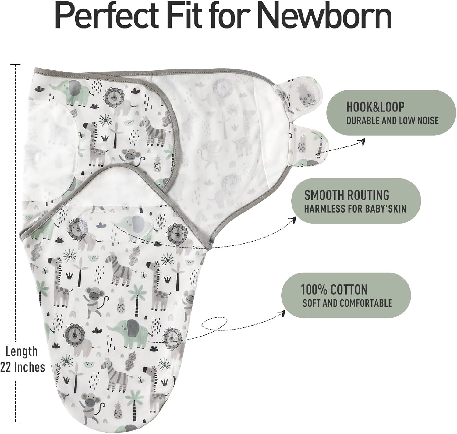 Thumbnail 5 de GLLQUEN BABY 0–3 Months Baby Swaddle Wraps (Oeko-tex100) – 3 Pack, Organic Cotton Swaddling Blankets