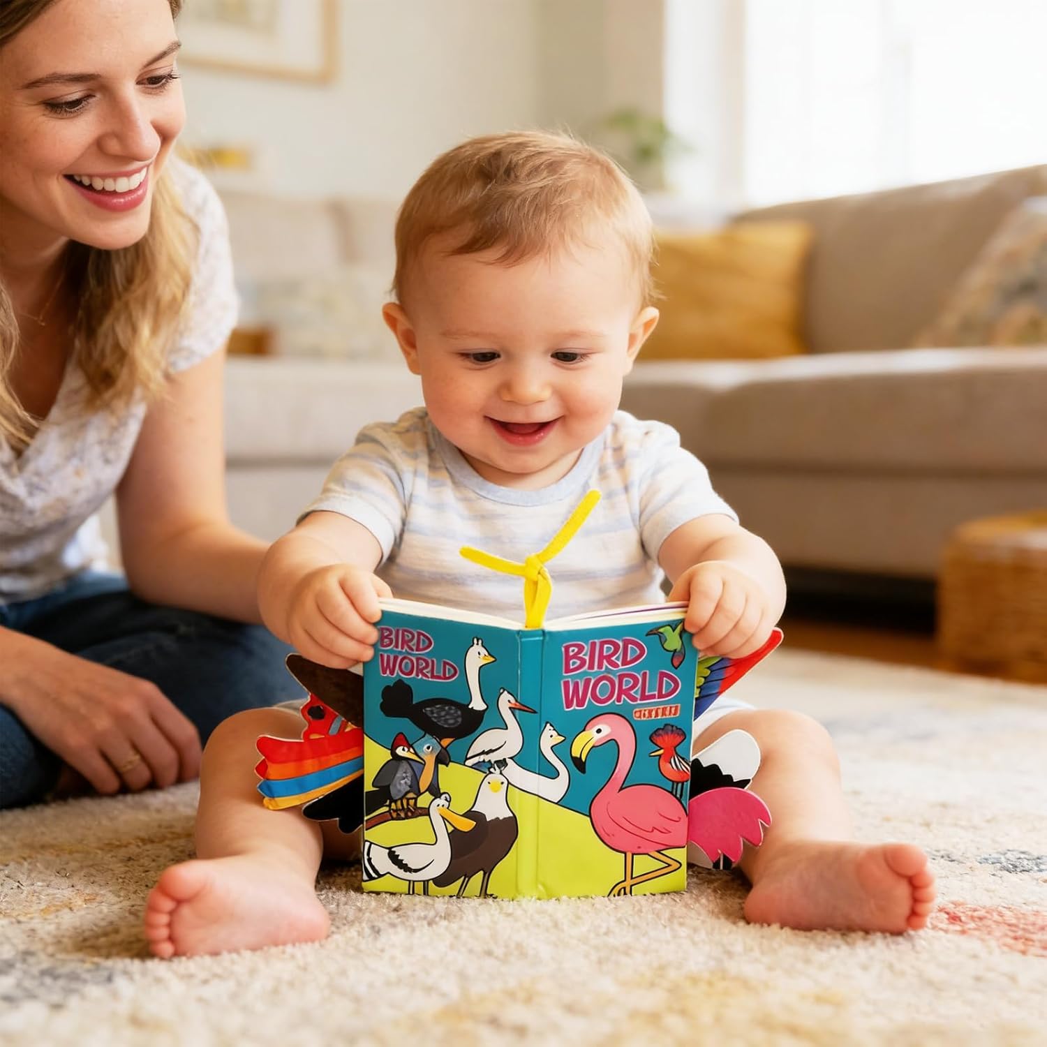 Detalle 2 de Birds Tails Soft Cloth Book for Babies 0-12 Months by RARITYLL