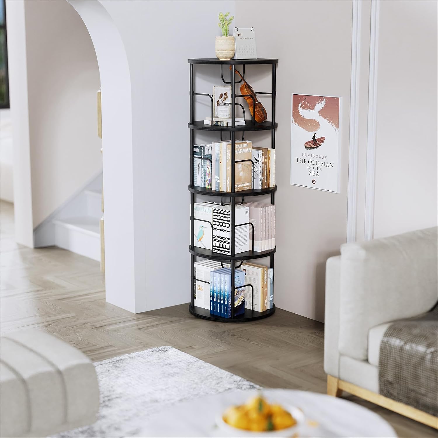 Thumbnail 5 de ALLSTAND SM1272DZUSBL4 Rotating Bookshelf, 4 Tiers, 360° Black