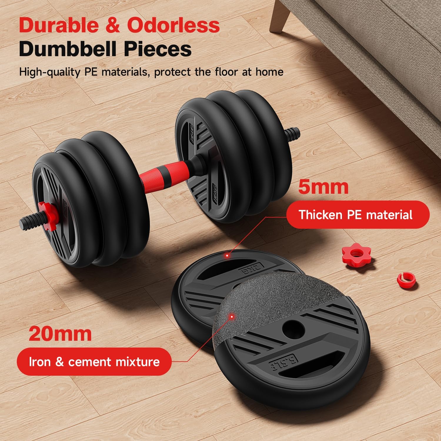 Detalle 2 de Cvonte Adjustable Dumbbell Set 90 lbs ๐
