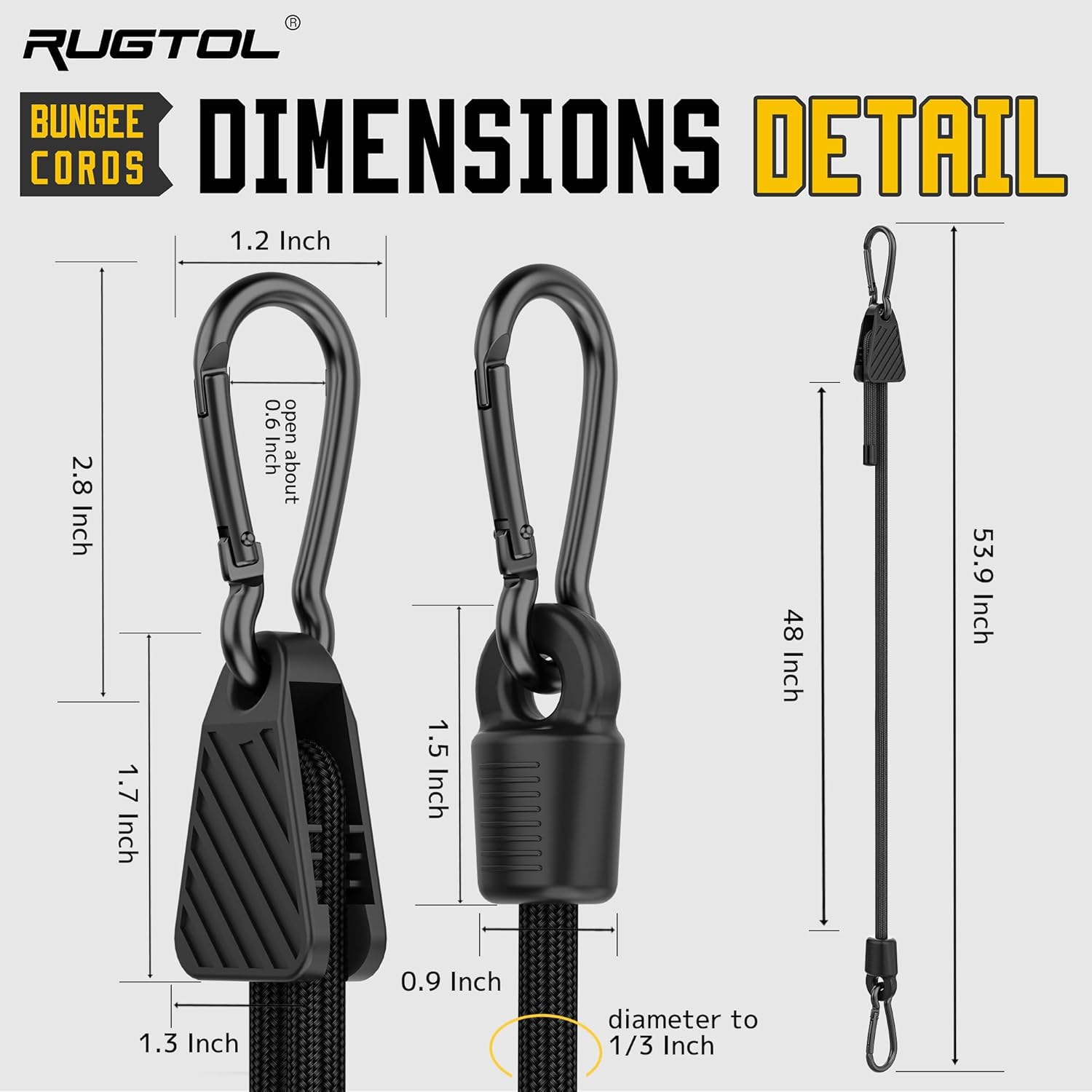 Thumbnail 1 de Rugtol Adjustable Bungee Cords with Hooks (6 Pack) – Heavy Duty, 7"–48" Flexibility for Cargo, Camping, and More