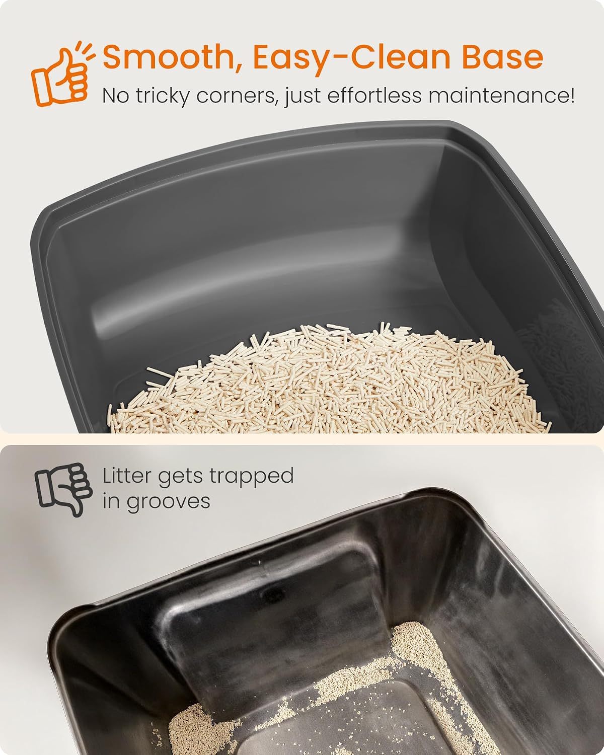 Detalle de Feandrea BOXAL Collection PPT009GN01 XL Open-Top Cat Litter Tray, Slate Grey