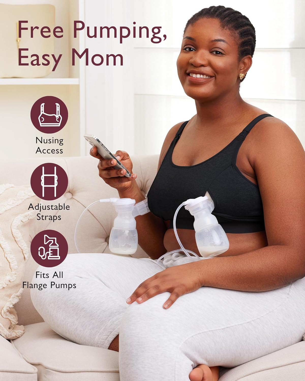 Detalle 2 de momcozy Hands Free Pumping Bra, 1 bra