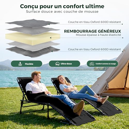 Detalle 2 de Palawano Transat de Jardin Extérieur Pliable et Rembourré 190 × 70 cm