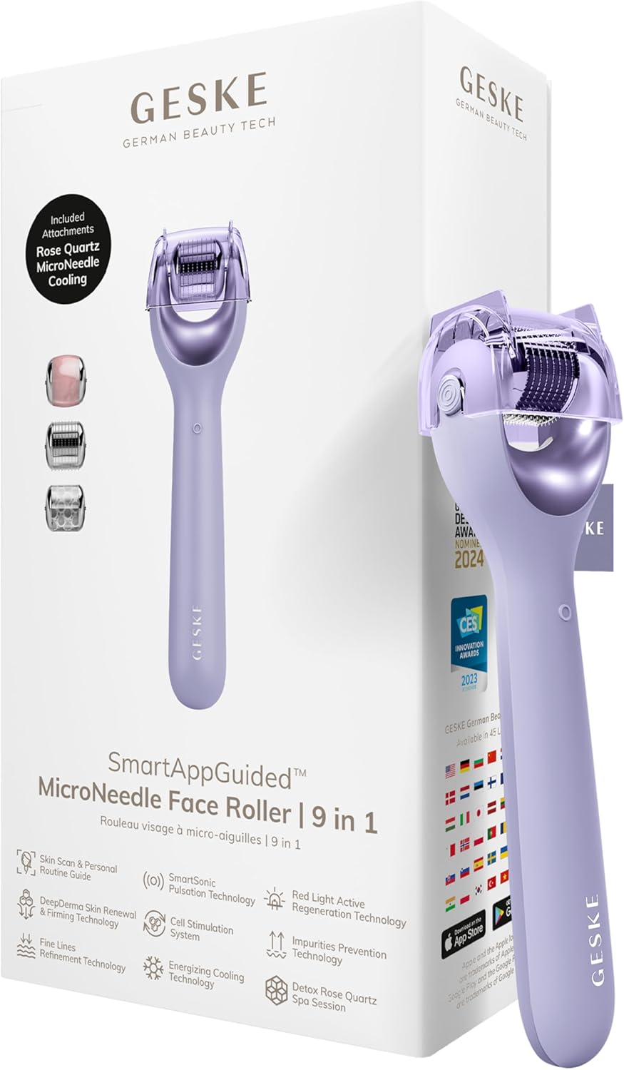 Imagen de GESKE Roller viso microaghi SmartAppGuided™ 9 in 1 con quarzo rosa – microaghi professionale con app guida en OfertitasTOP