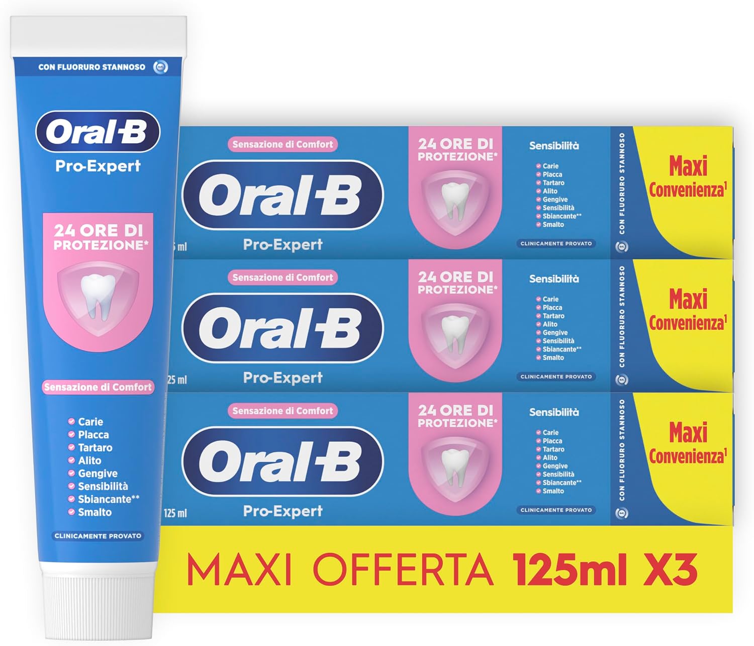 Detalle de Oral-B Pro-Expert Sensibilità dentifricio 3×125 ml 🦷