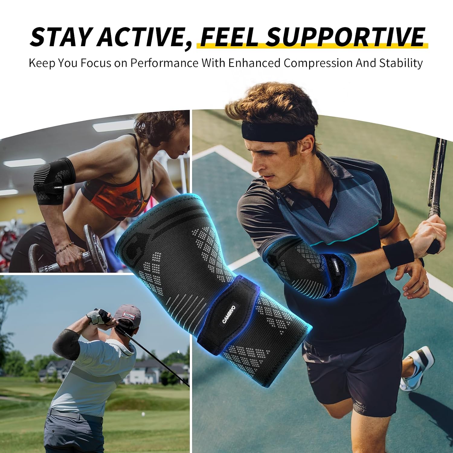 Detalle 1 de CAMBIVO EB25 Elbow Brace Set with Compression Sleeves and Adjustable Strap