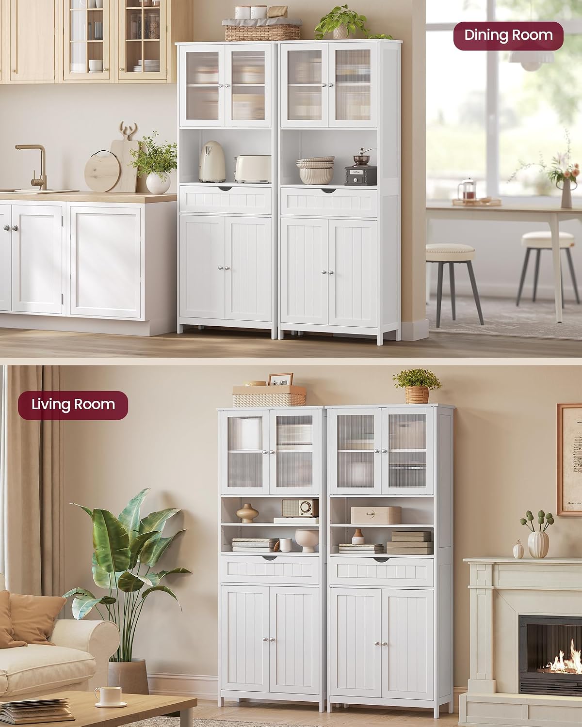 Thumbnail 5 de VASAGLE UBBC768W01 Freestanding Storage Cabinet, Cloud White, Adjustable Shelves