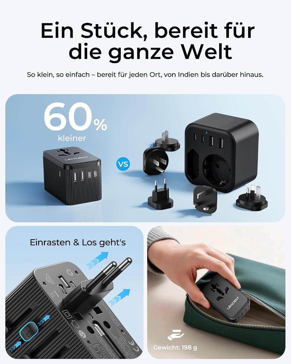 Thumbnail 3 de LENCENT Reiseadapter 30W, universal 🔌