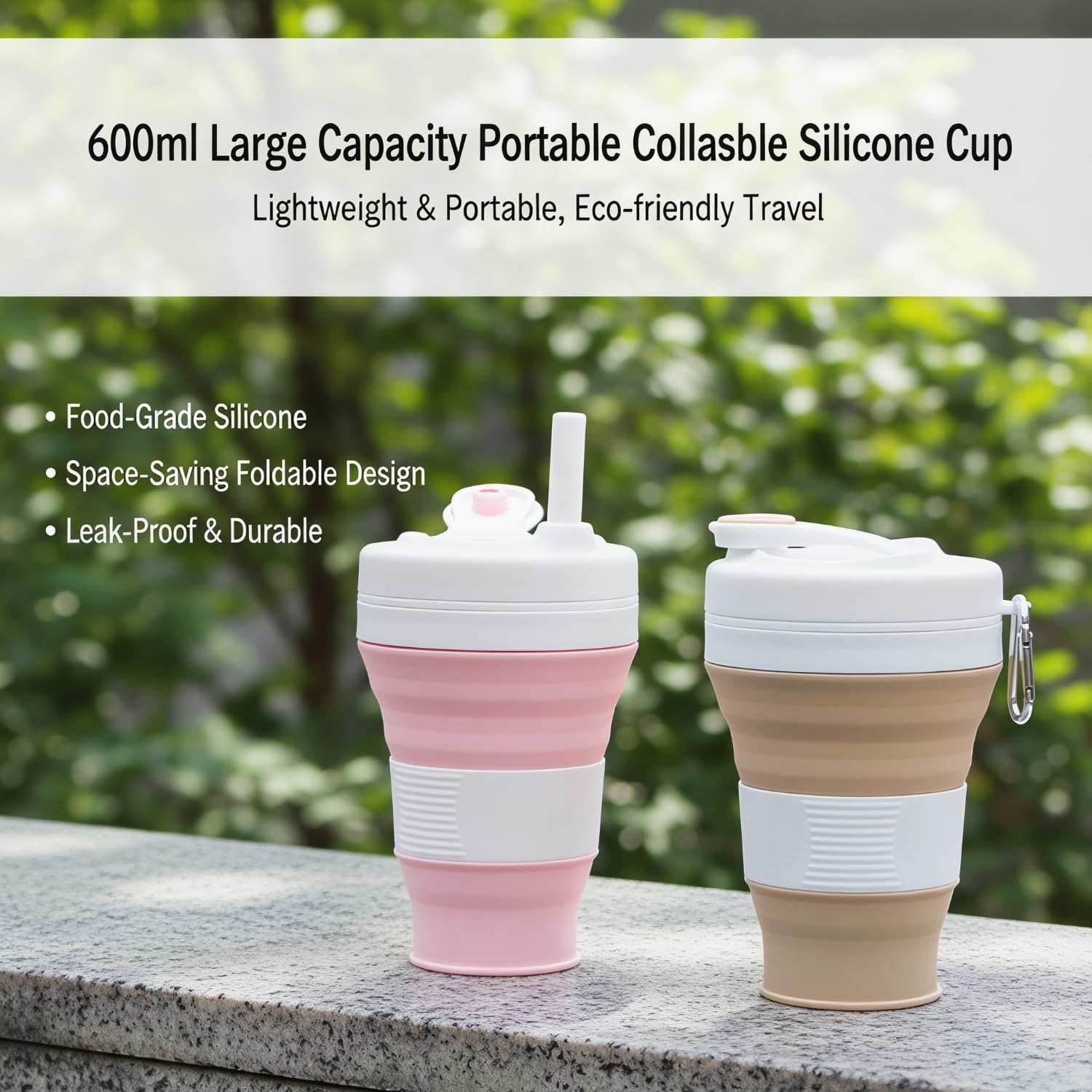 Detalle de Collapsible camping cup, 600 mL
