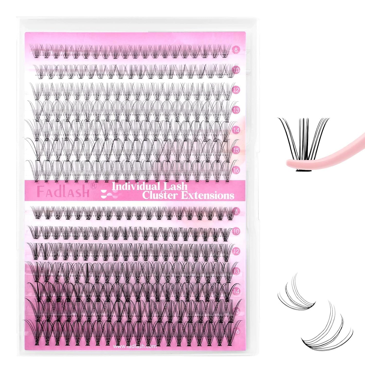 Detalle de FADLASH 10D-20D Cluster Wimpern 0,07 C Curl 8–16 mm