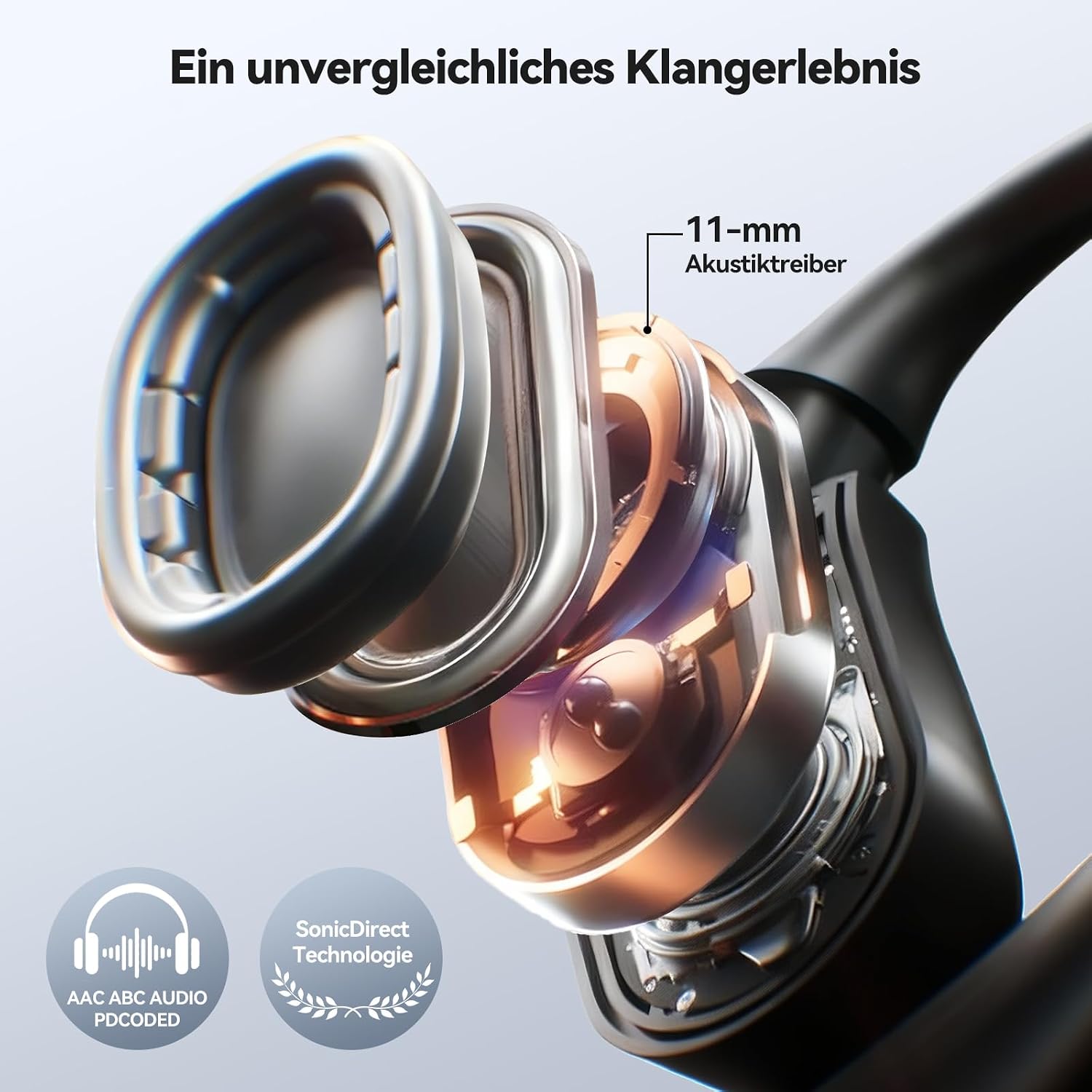 Thumbnail 2 de TECKNET Open-Ear Kopfhörer – kabellos, Knochenschall, IP68, 60 h Laufzeit