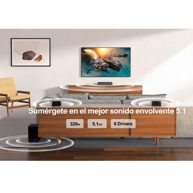 Thumbnail 2 de Ultimea D50: Barra de Sonido 5.1 320W con Subwoofer Inalámbrico, 2 Altavoces Traseros y Soportes