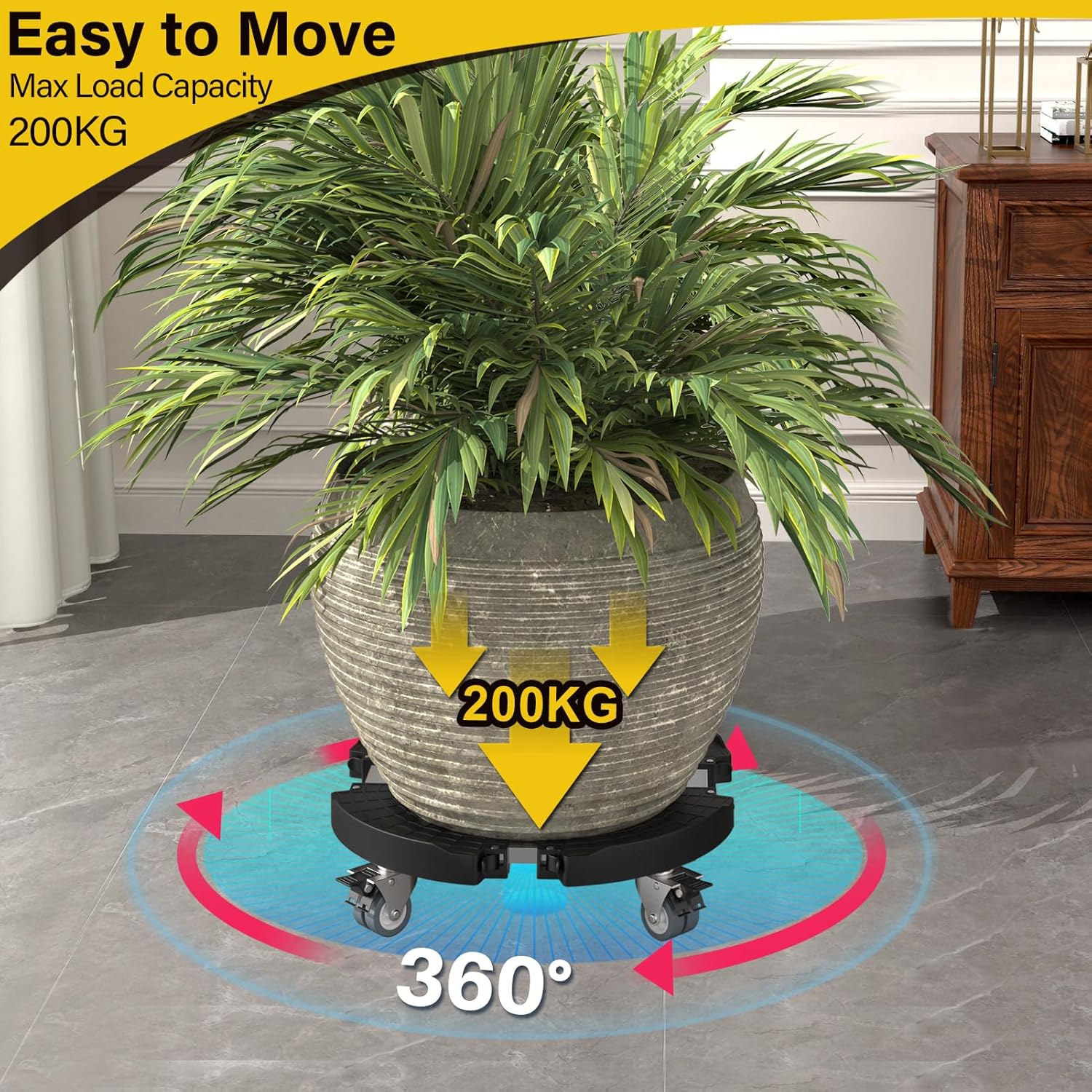 Thumbnail 1 de WELDUN Plant Caddy with Wheels Heavy Duty (Adjustable 40–57 cm) with Lockable Casters, 200KG capacity