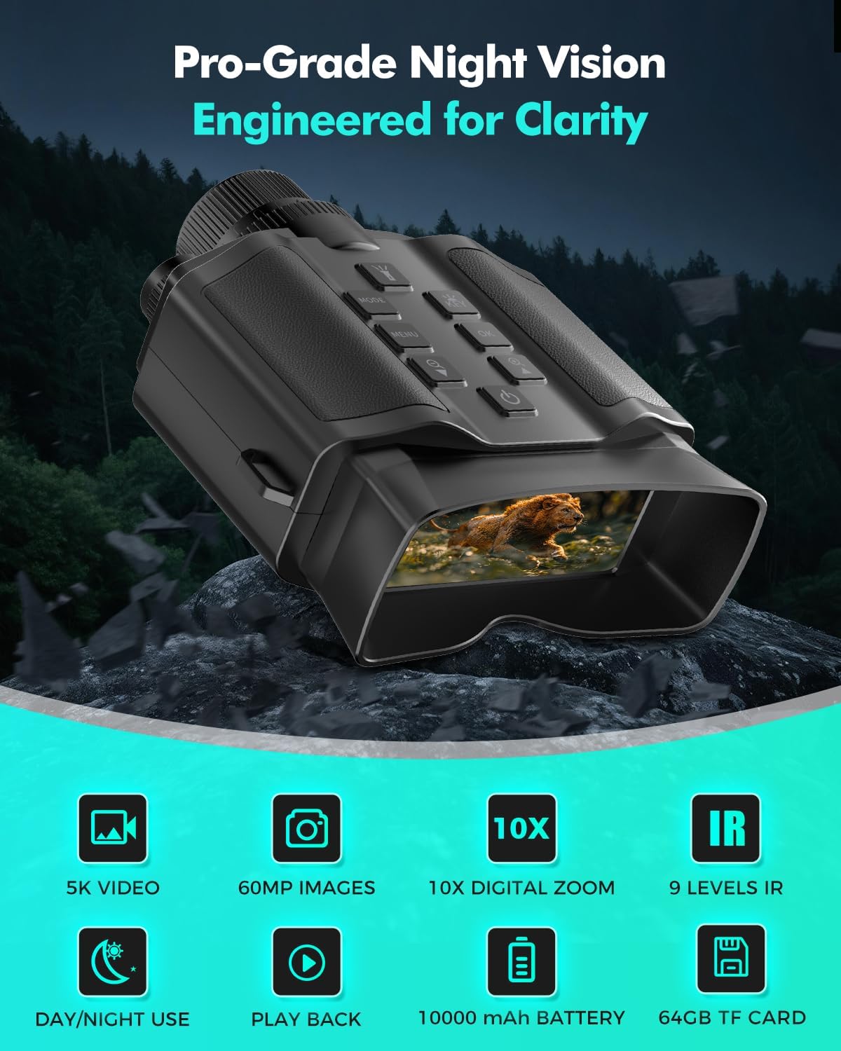 Detalle 2 de HEXEUM Night Vision Goggles 10000mAh