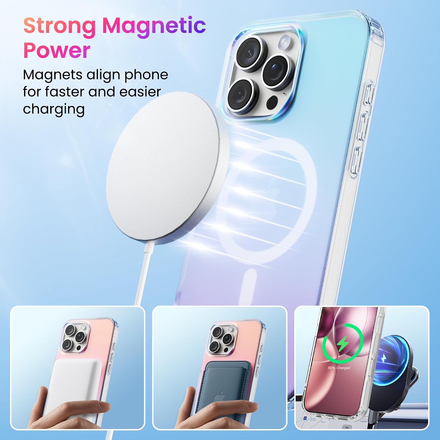 Thumbnail 3 de ORNARTO MagSafe case for iPhone 16 Pro Max – shockproof rainbow sunset cover