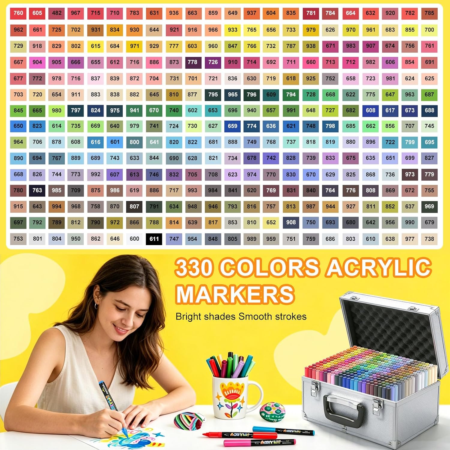 Thumbnail 2 de Lyuvie 330 Farben Acrylstifte – wasserfeste Acrylmarker für Stein, Holz, Papier & mehr