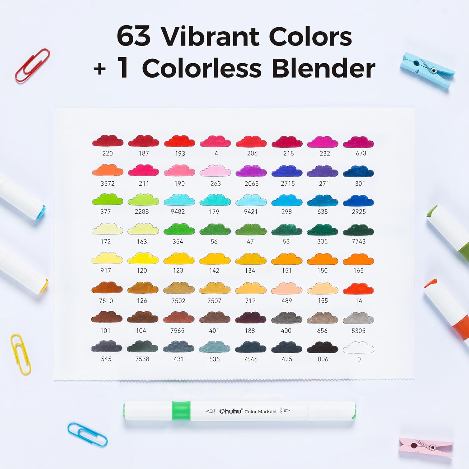 Thumbnail 2 de Ohuhu Water-Based Markers, 64 Colours Dual Tip (Brush & Fine) for Drawing, Manga, Calligraphy and Colouring