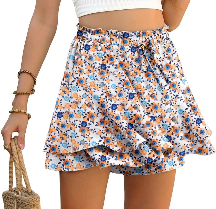 Thumbnail 6 de PrinStory Short à volants pour femme – taille haute, court fluide et cordon de serrage