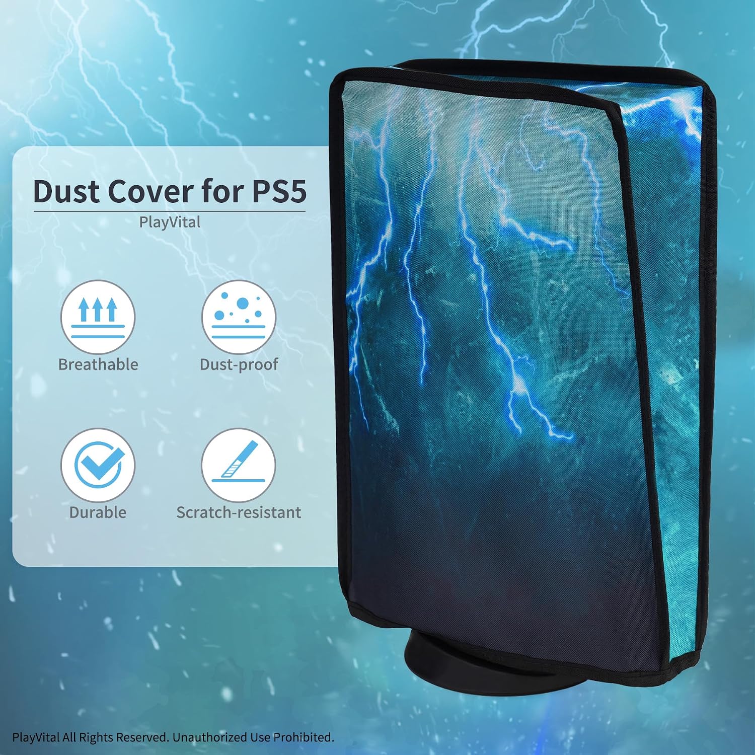 Thumbnail 2 de PlayVital Dust Cover for PS5 Console – Green Storm Thunder