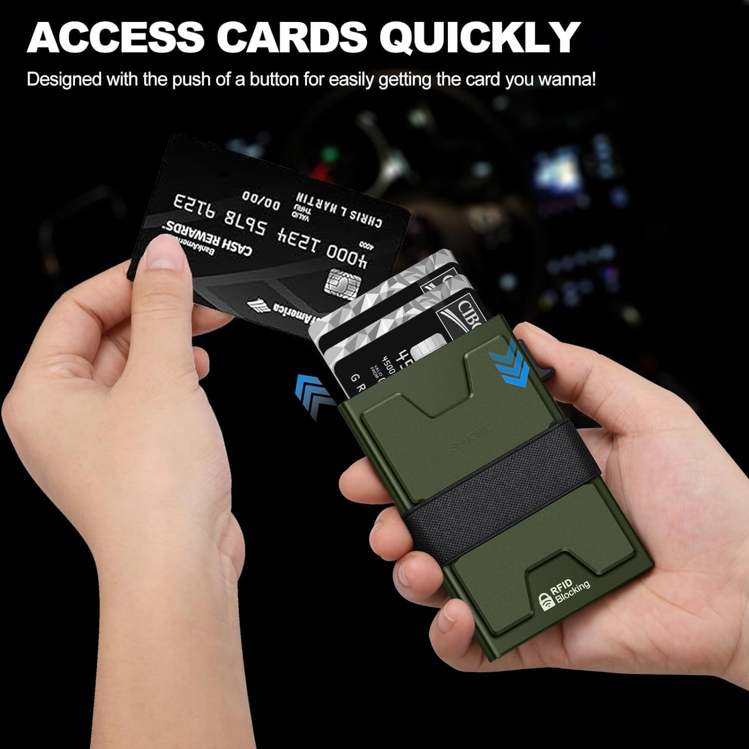 Thumbnail 1 de SEMORID Slim Aluminum Card Holder Wallet holds 12+ cards 💼