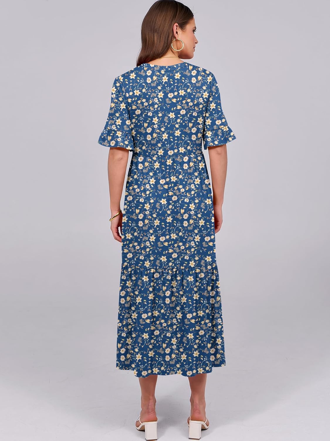 Thumbnail 3 de ANRABESS Women's Summer Maxi Dress with Ruffles, V-Neck, and Pockets