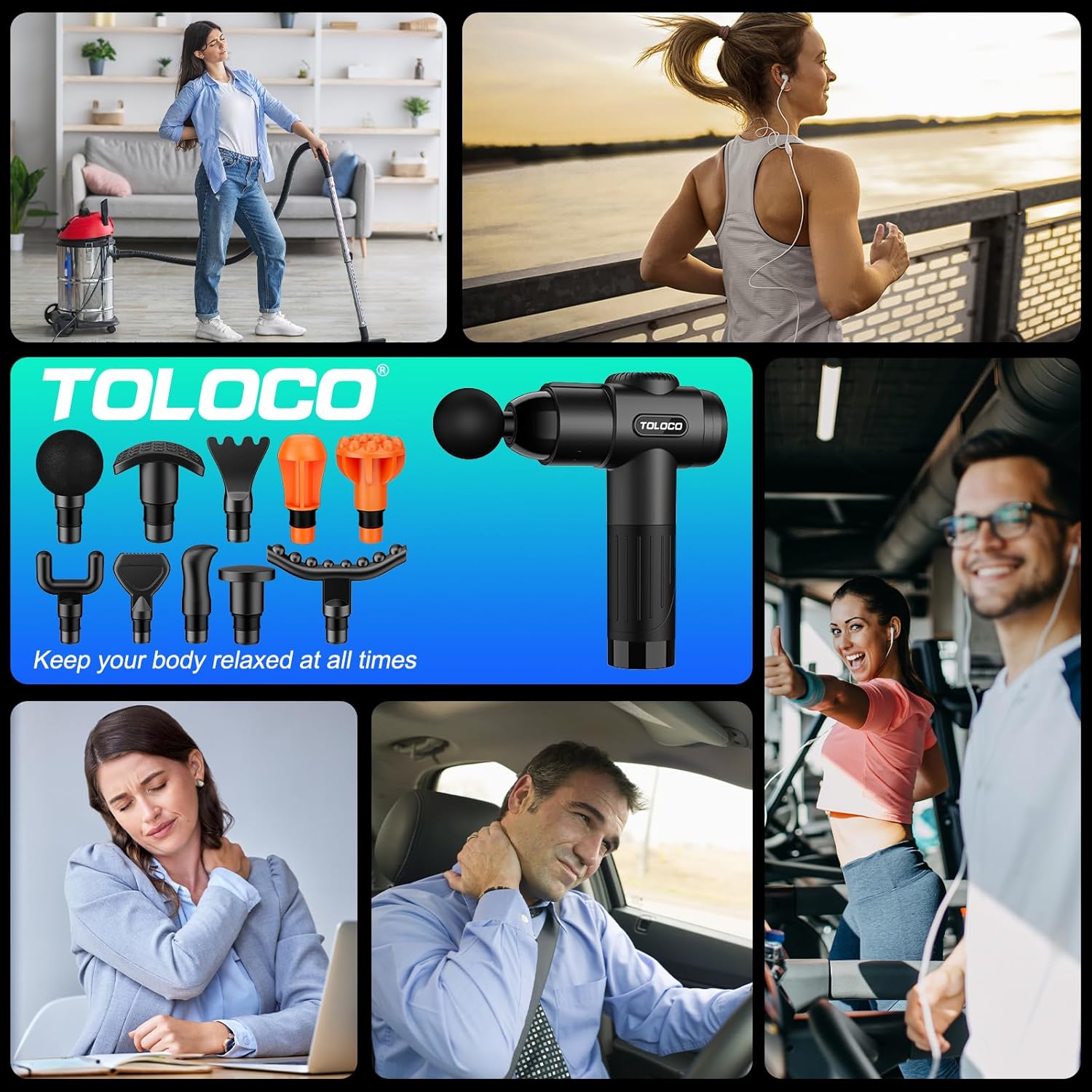 Thumbnail 6 de TOLOCO Massage Gun 10-Head Percussion Massager