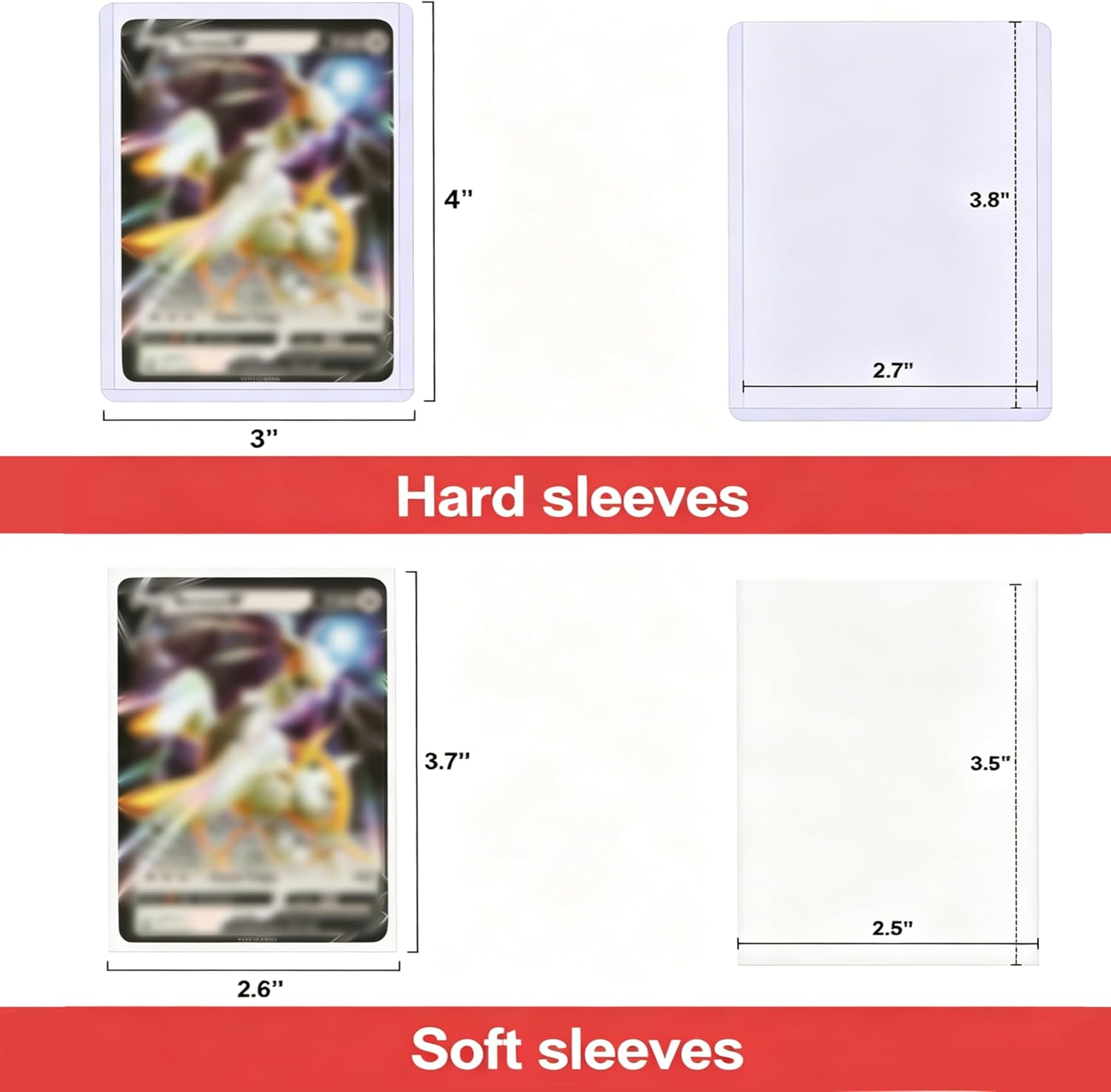 Detalle de 400 Card Sleeves Top Loaders (3" x 4") + Soft Sleeves for Trading Cards, Hard PVC Protectors