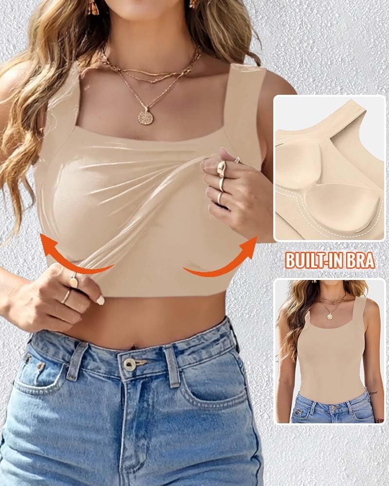 Detalle de CHICME Womens U Neck Shapewear with Built-in Bra Tank Top