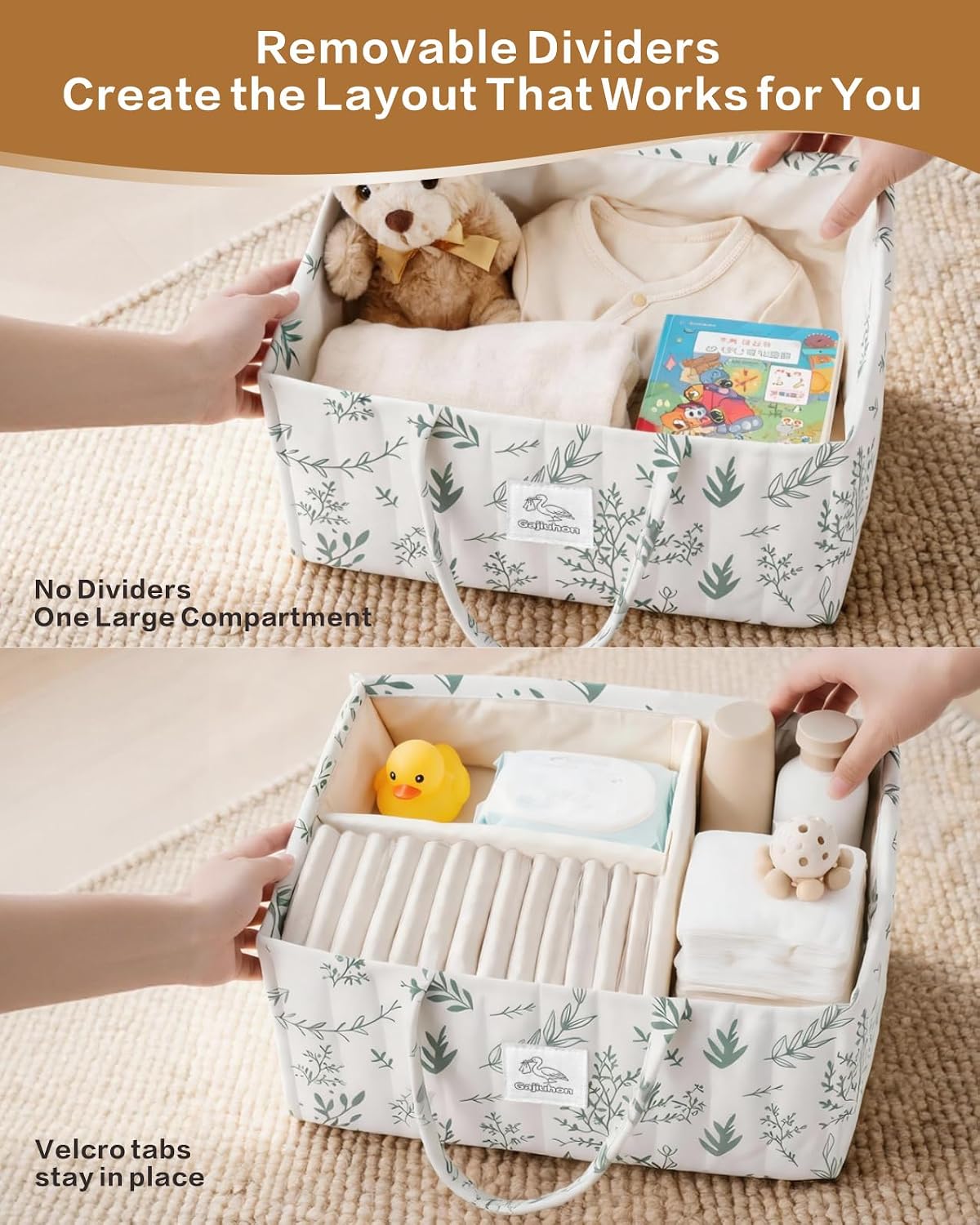 Detalle 1 de Gajiuhon Diaper Caddy Organizer, Sage Sprigs