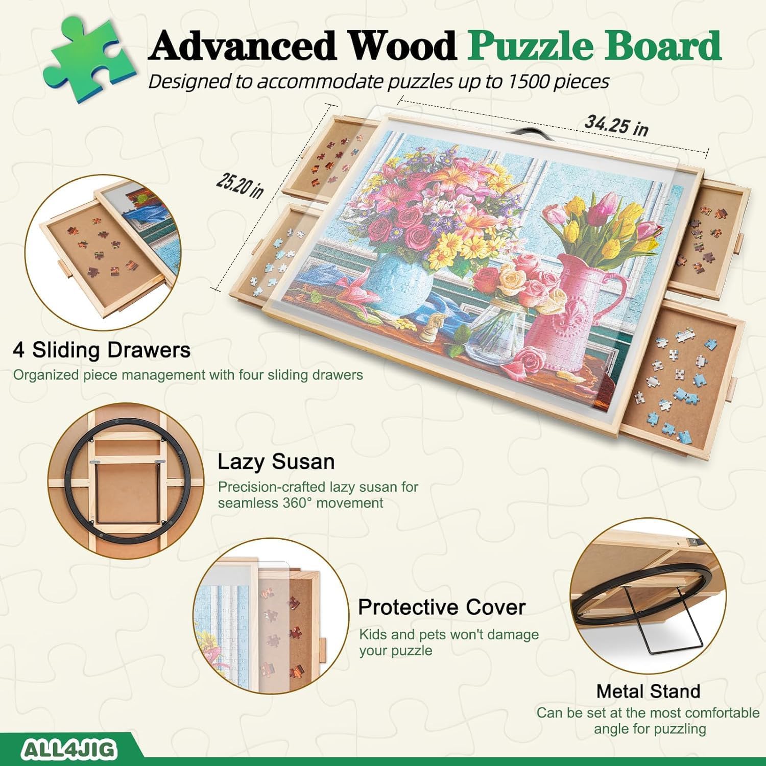 Thumbnail 1 de ALL4JIG 1500-Piece 2-in-1 Tilting & Rotating Puzzle Board