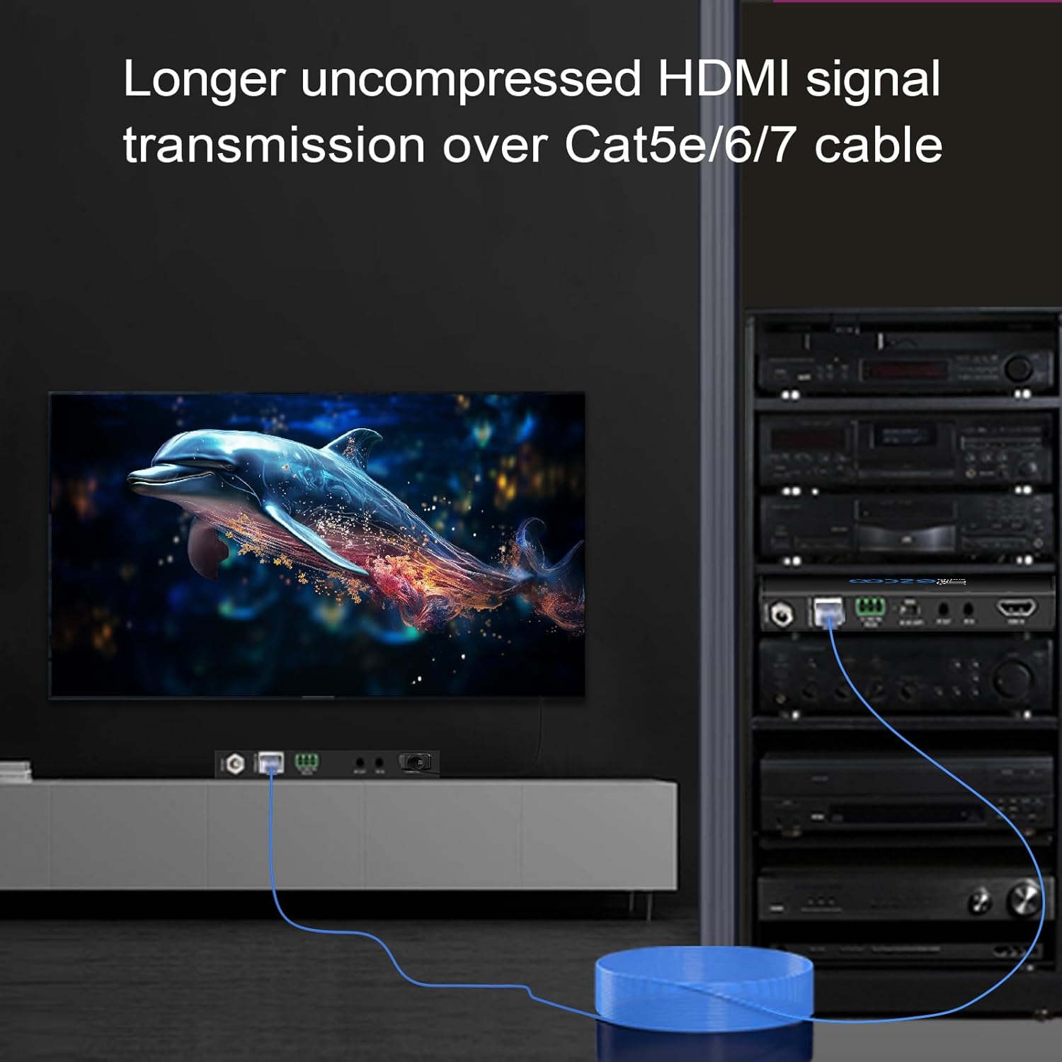 Thumbnail 3 de ROFAVEZCO HDMI Extender Over Ethernet 4K 60Hz (Uncompressed 18G) with RS232, PoE, IR & HDCP 2.2