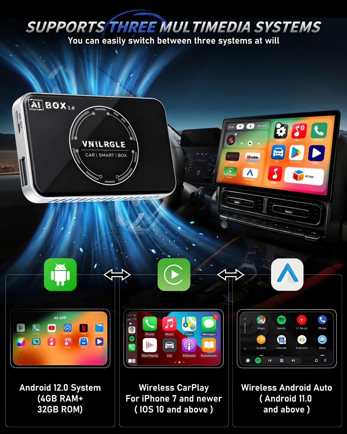 Detalle 2 de Wireless CarPlay AI Box with 32GB Storage